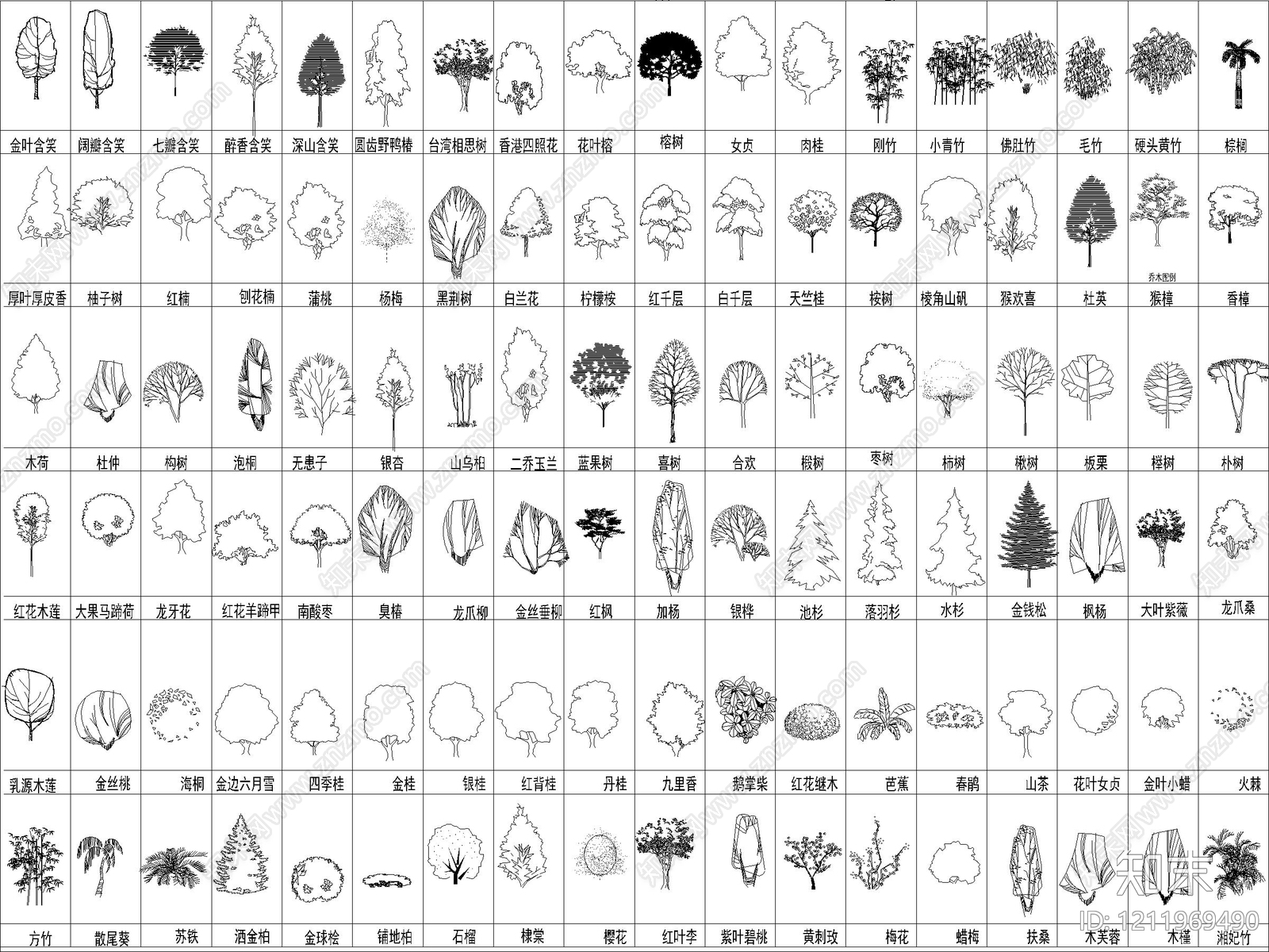 现代综合植物图库施工图下载【ID:1211969490】