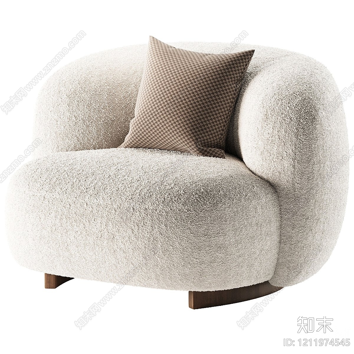 奶油风单人沙发3D模型下载【ID:1211974545】