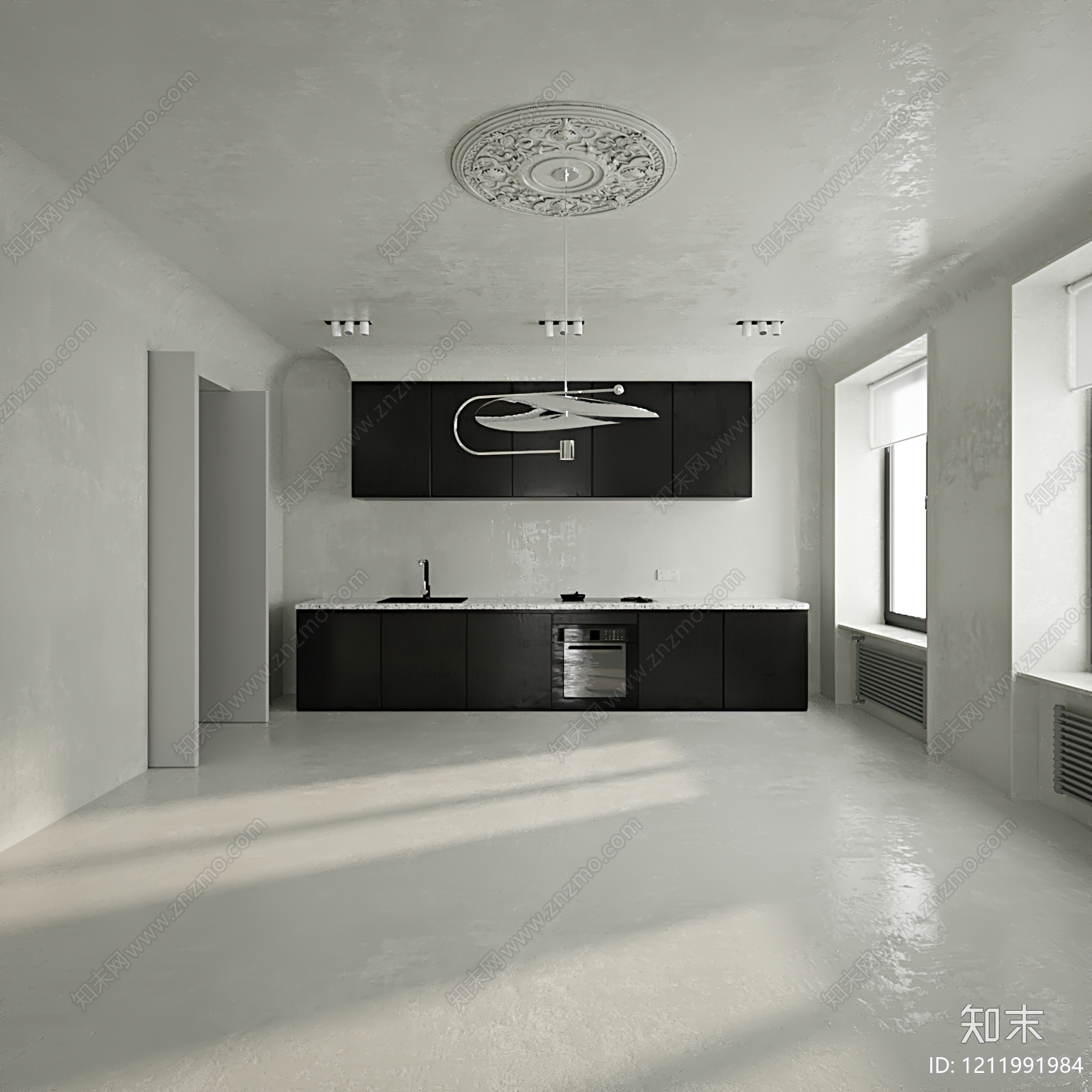 极简开放式厨房3D模型下载【ID:1211991984】