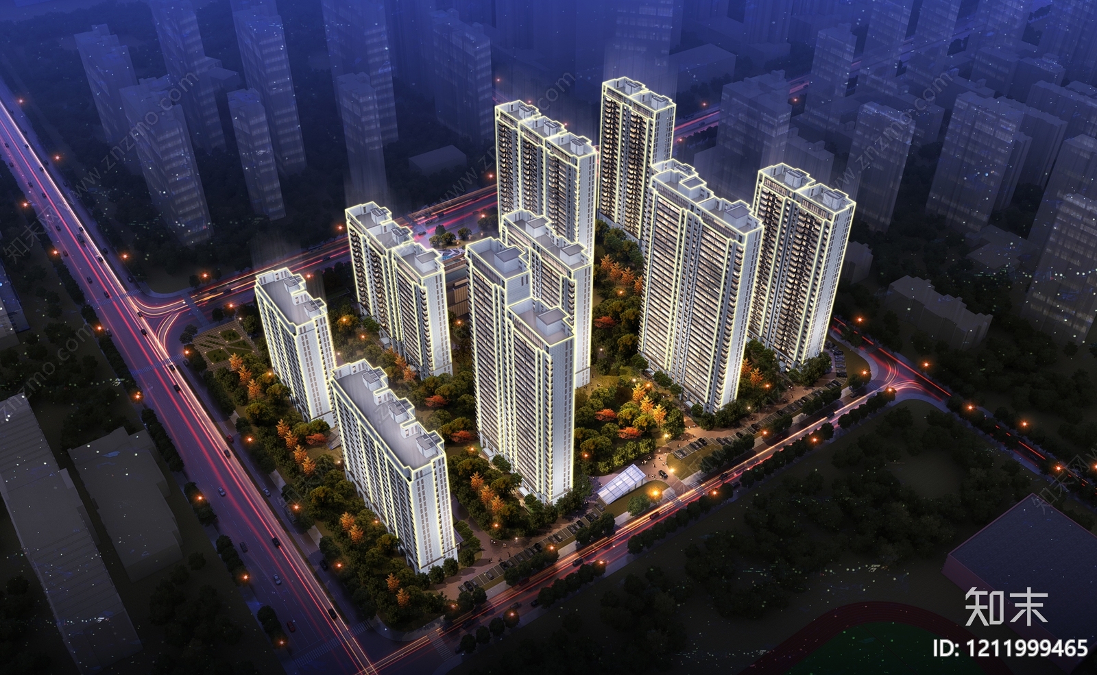 现代主义小高层住宅楼3D模型下载【ID:1211999465】