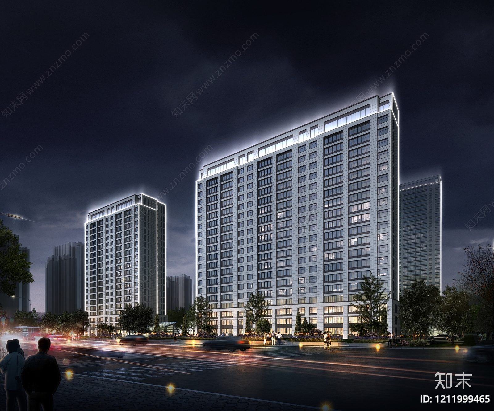 现代主义小高层住宅楼3D模型下载【ID:1211999465】