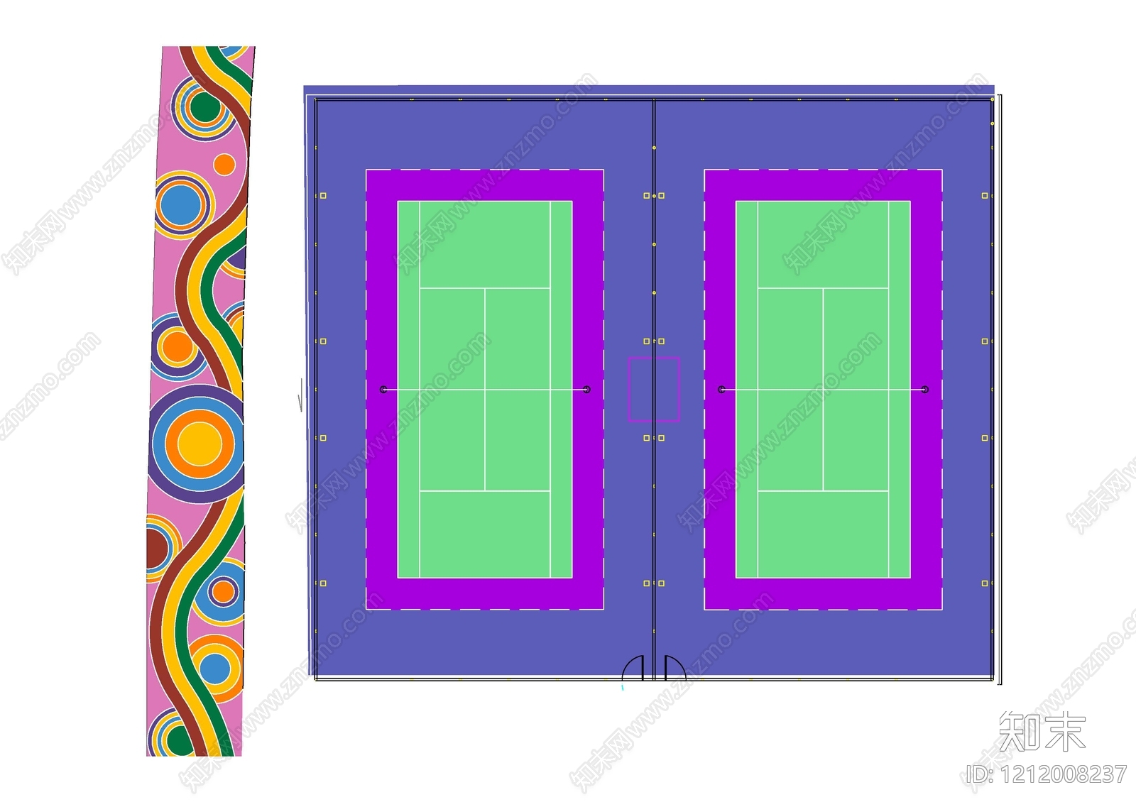 现代网球场施工图下载【ID:1212008237】