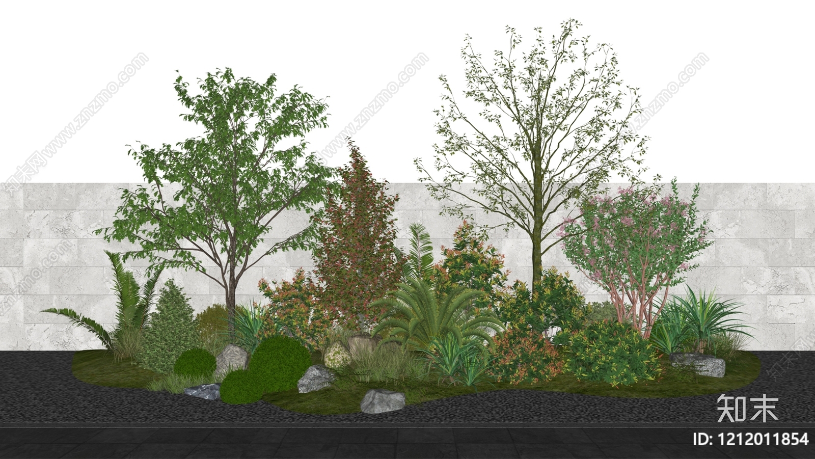 现代简约植物组合SU模型下载【ID:1212011854】