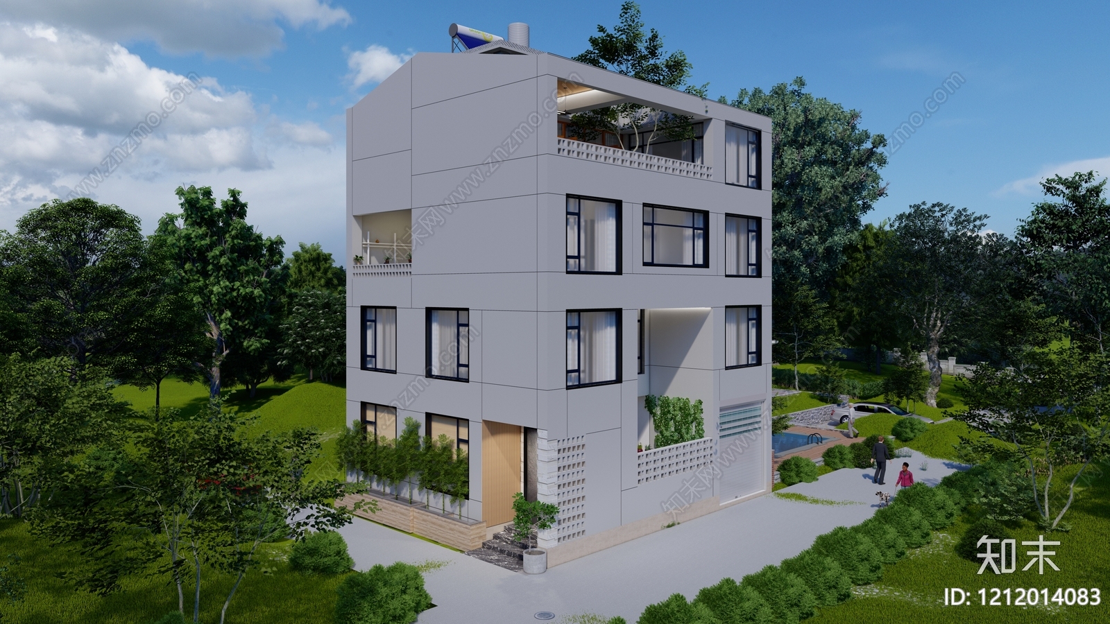 现代极简别墅建筑施工图下载【ID:1212014083】