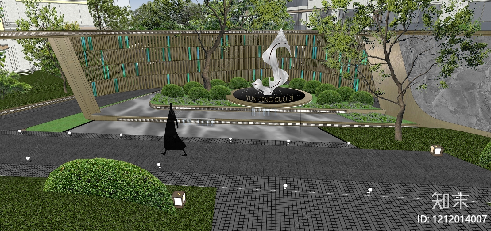 现代主义景观喷泉SU模型下载【ID:1212014007】