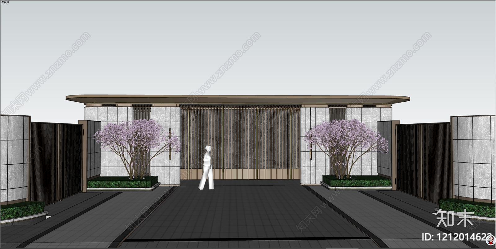新中式入口大门SU模型下载【ID:1212014622】