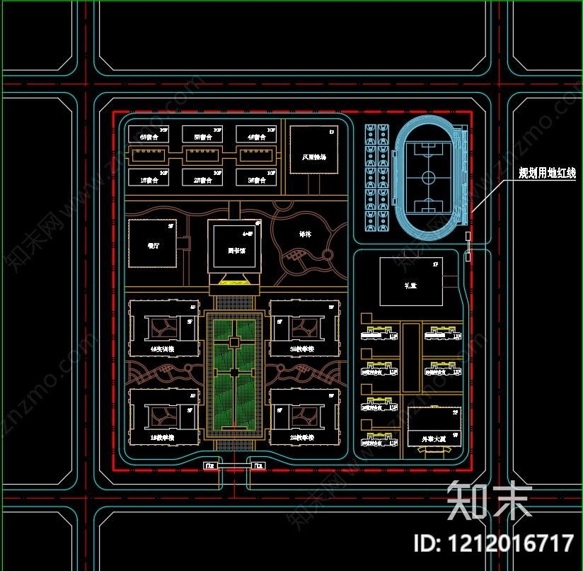 新中式学校建筑施工图下载【ID:1212016717】