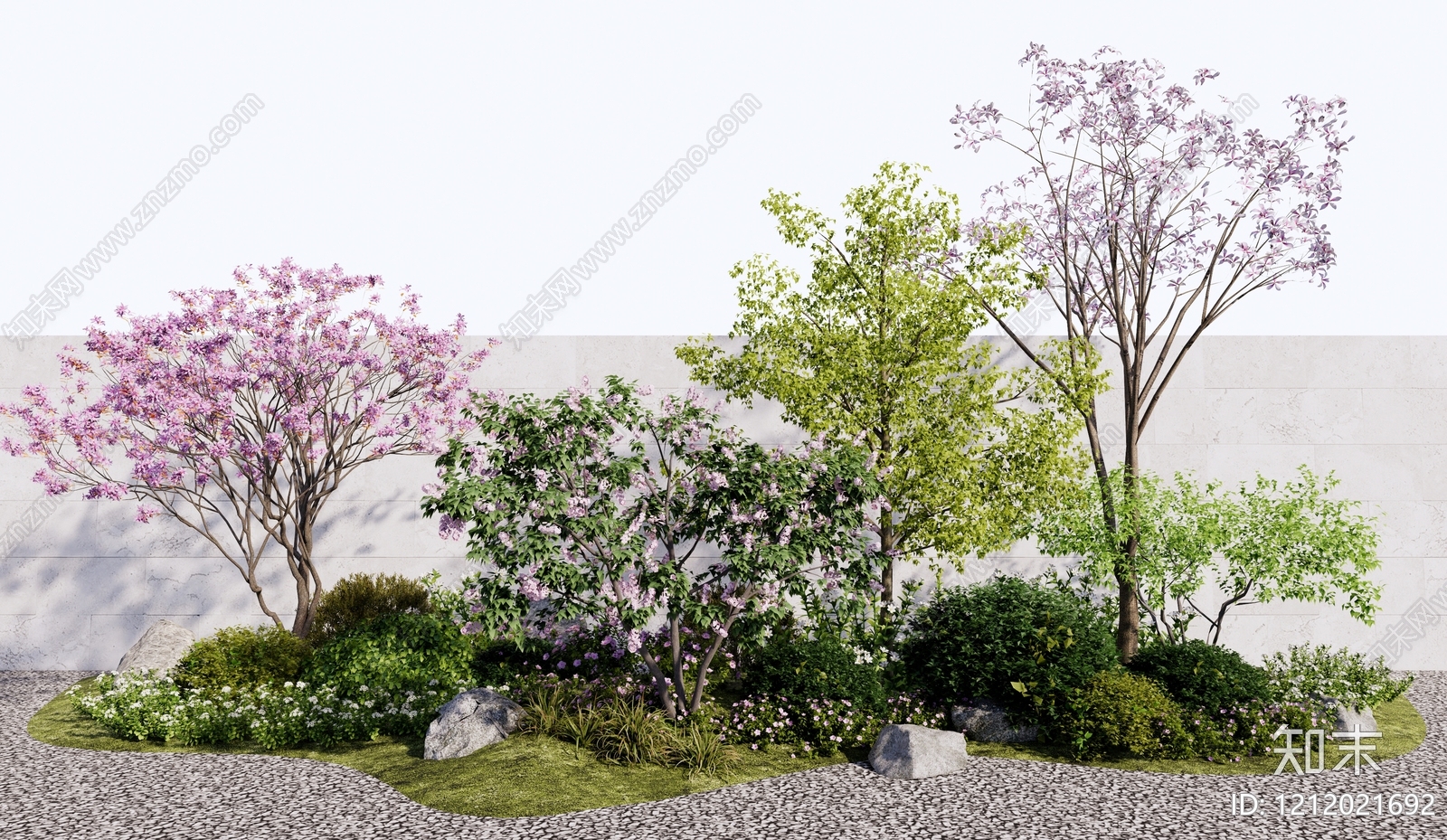 新中式景观植物组合SU模型下载【ID:1212021692】