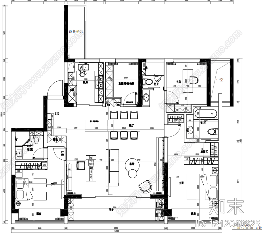 现代客厅施工图下载【ID:1212040925】