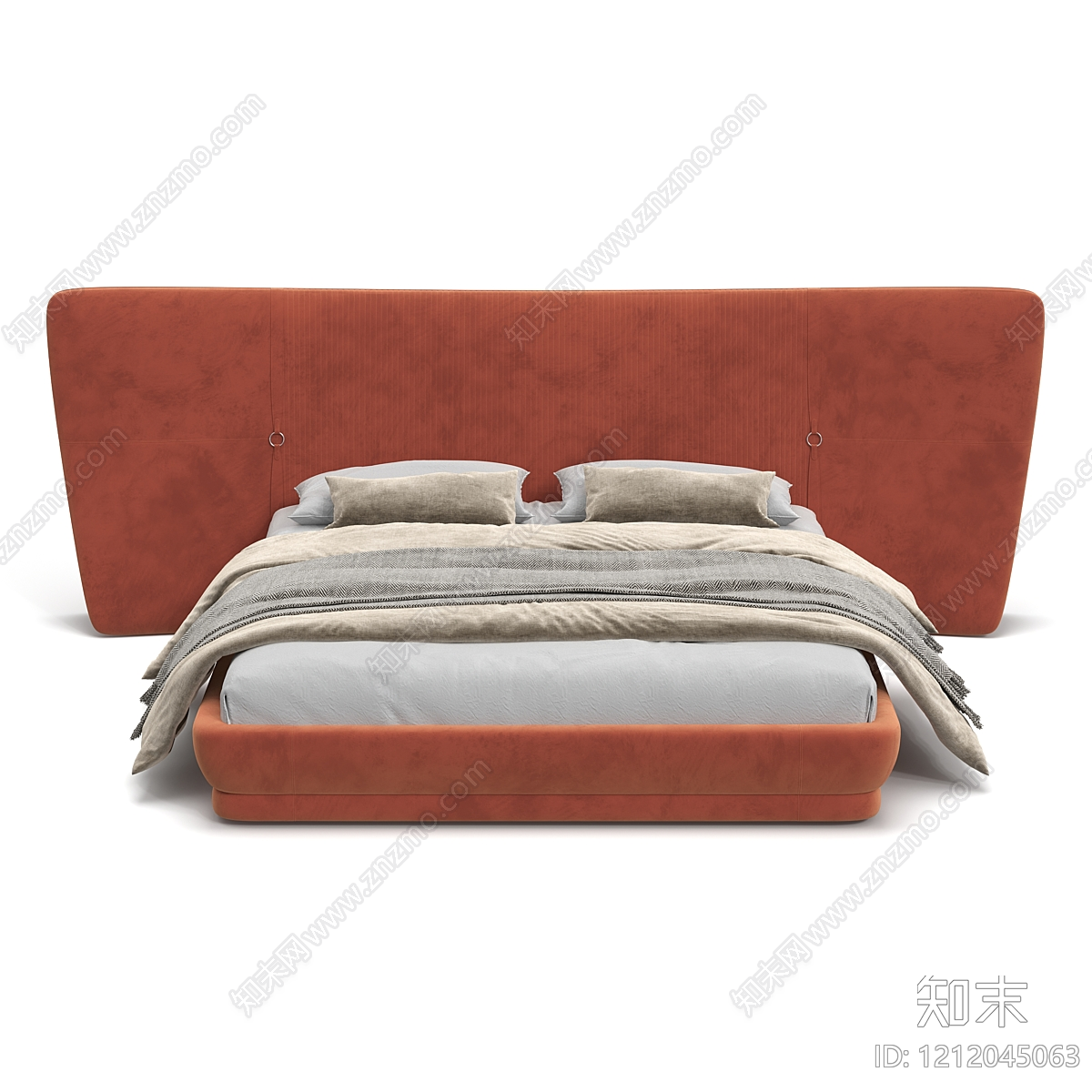 意式极简双人床3D模型下载【ID:1212045063】