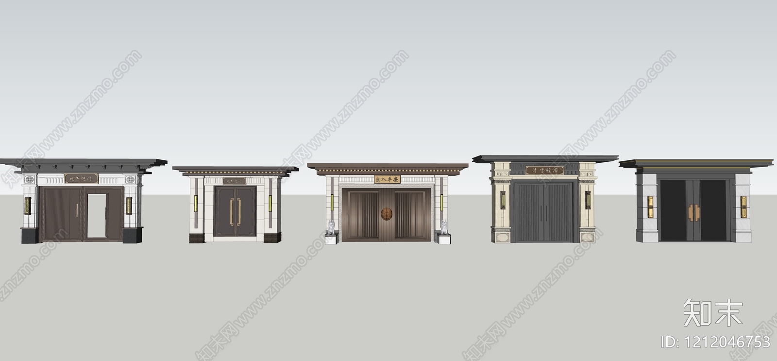新中式庭院门SU模型下载【ID:1212046753】