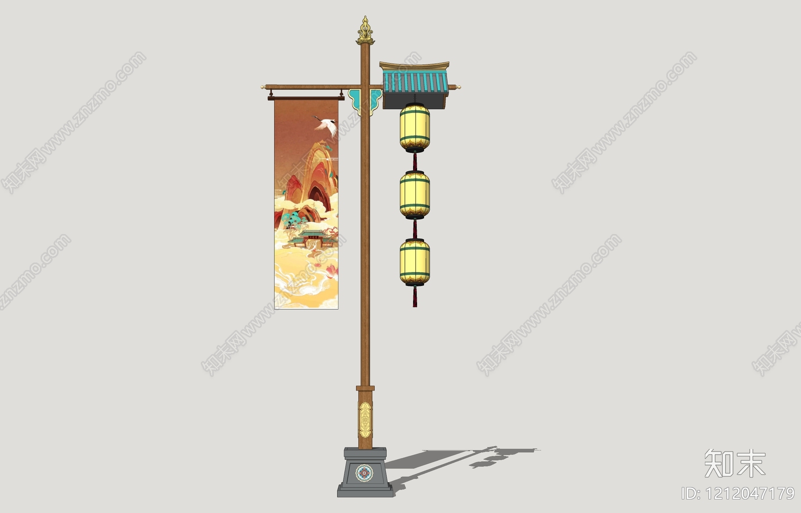 新中式景观灯SU模型下载【ID:1212047179】