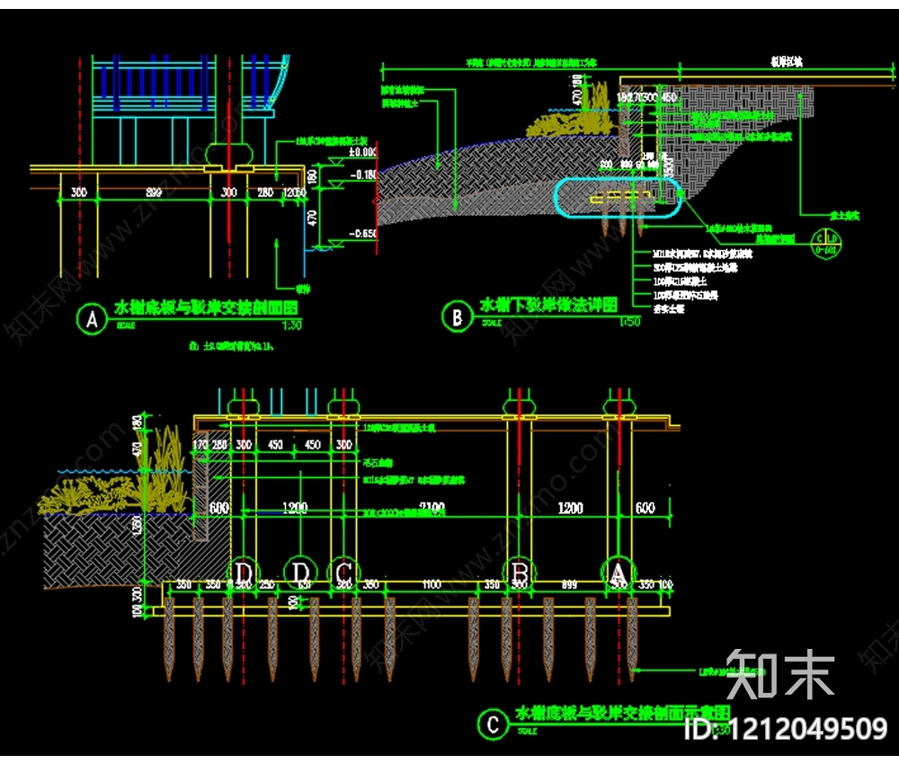 中式现代亭子cad施工图下载【ID:1212049509】