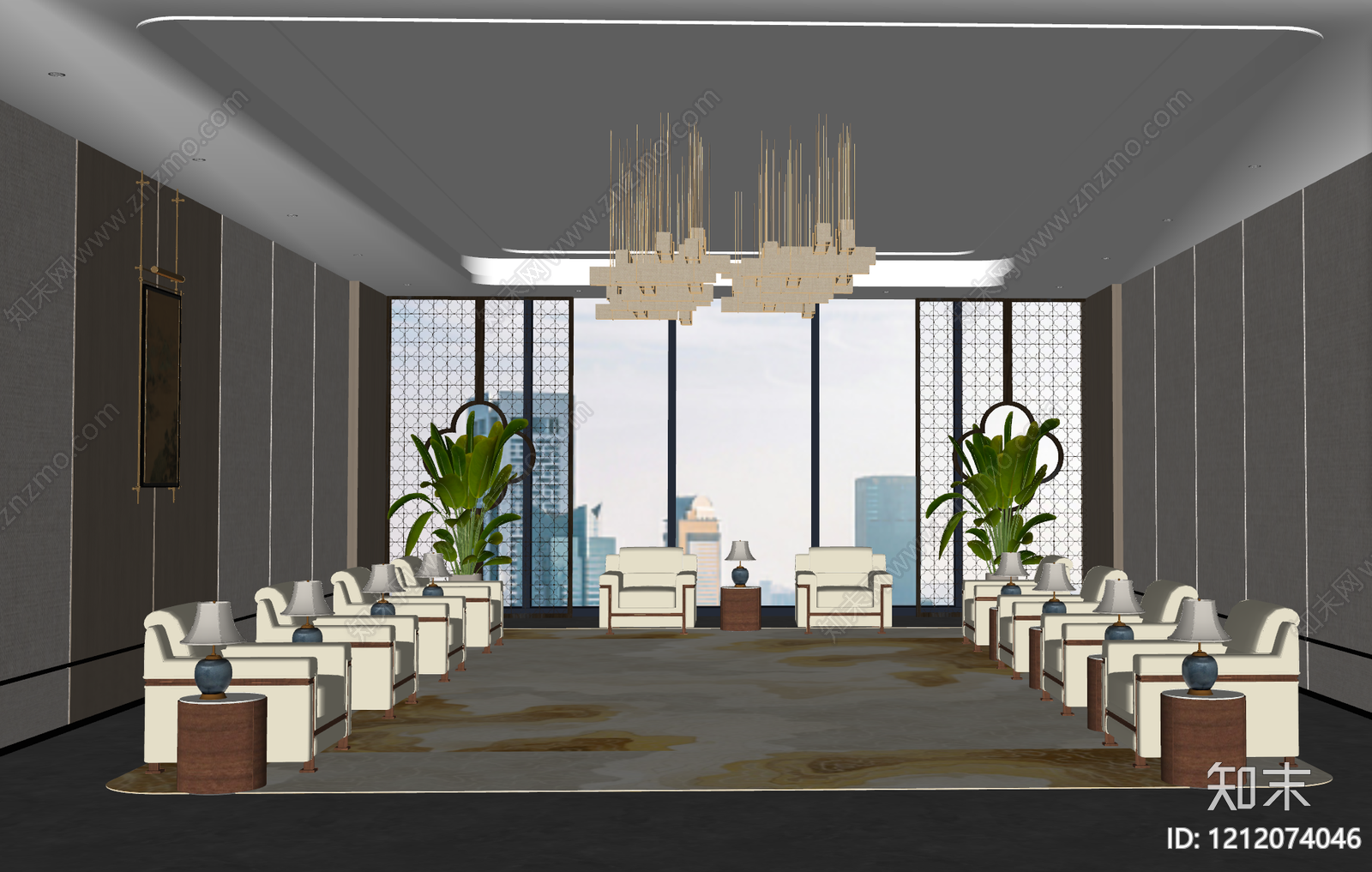 新中式接待室SU模型下载【ID:1212074046】