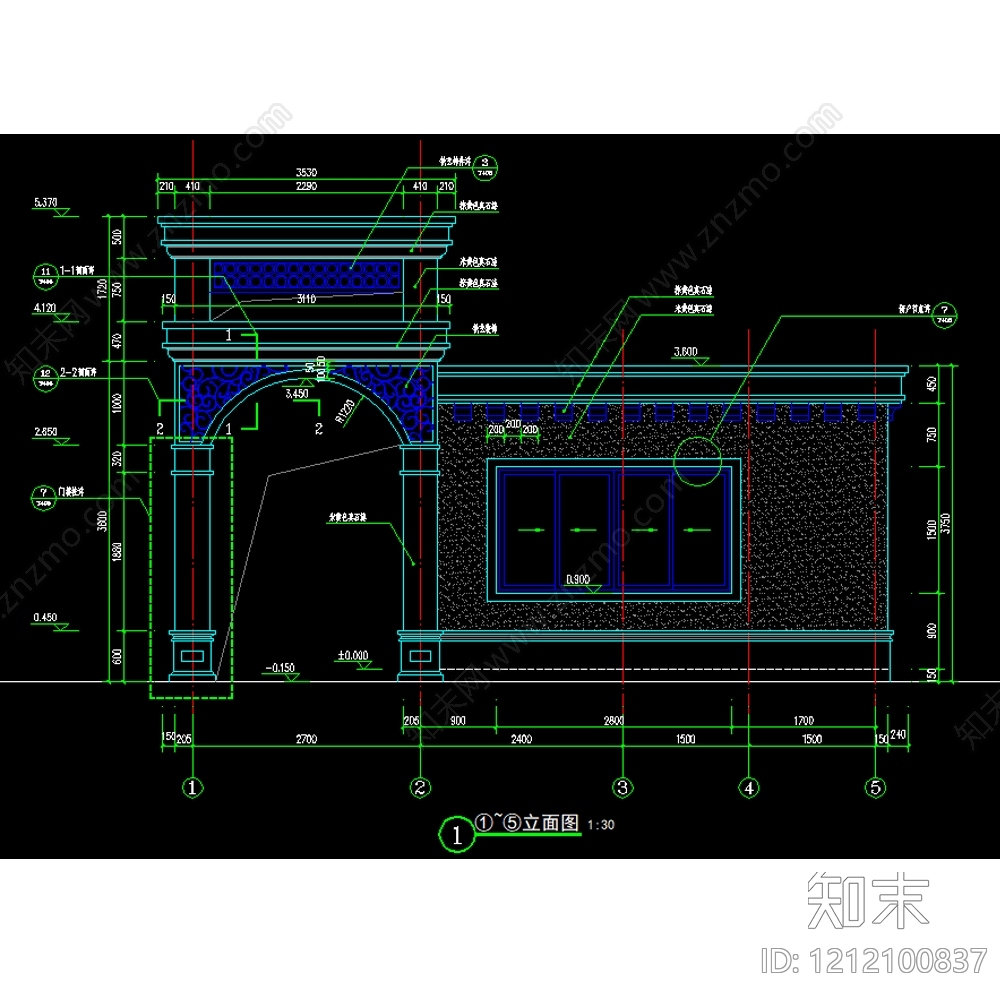 现代欧式门楼施工图下载【ID:1212100837】