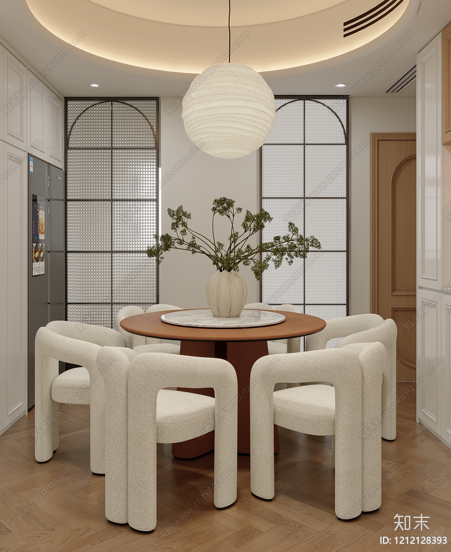 奶油风家居餐厅3D模型下载【ID:1212128393】