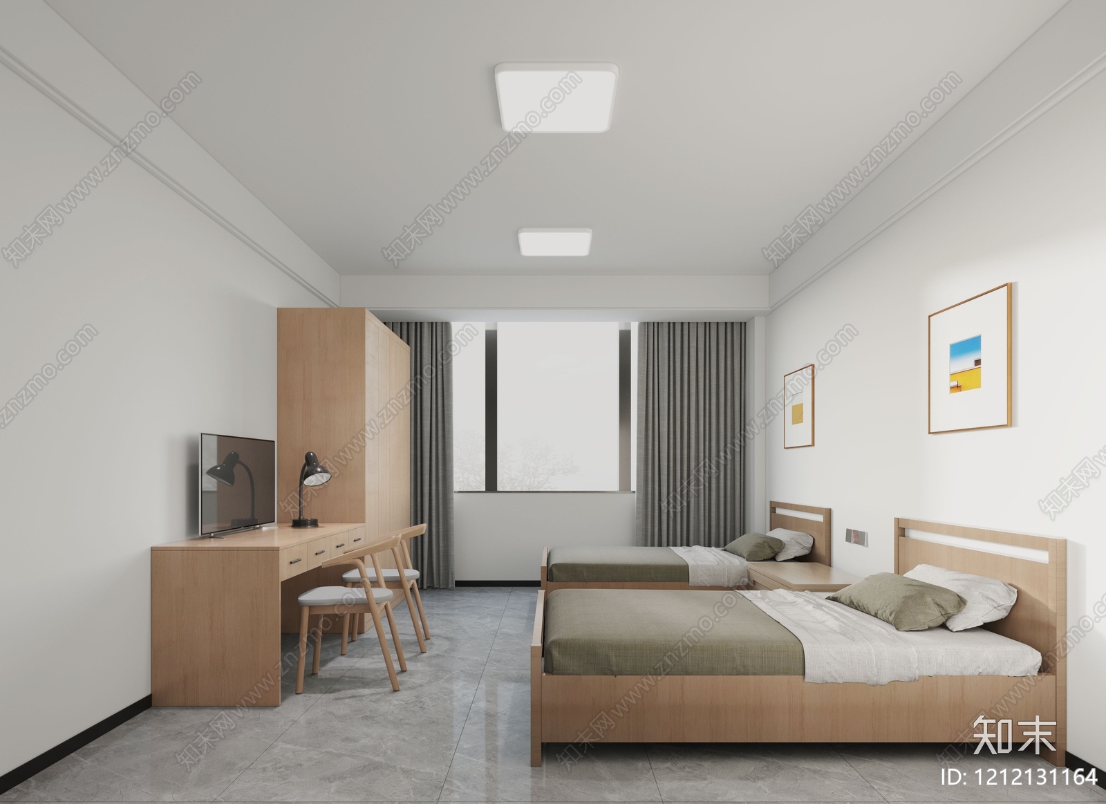 日式极简宿舍3D模型下载【ID:1212131164】