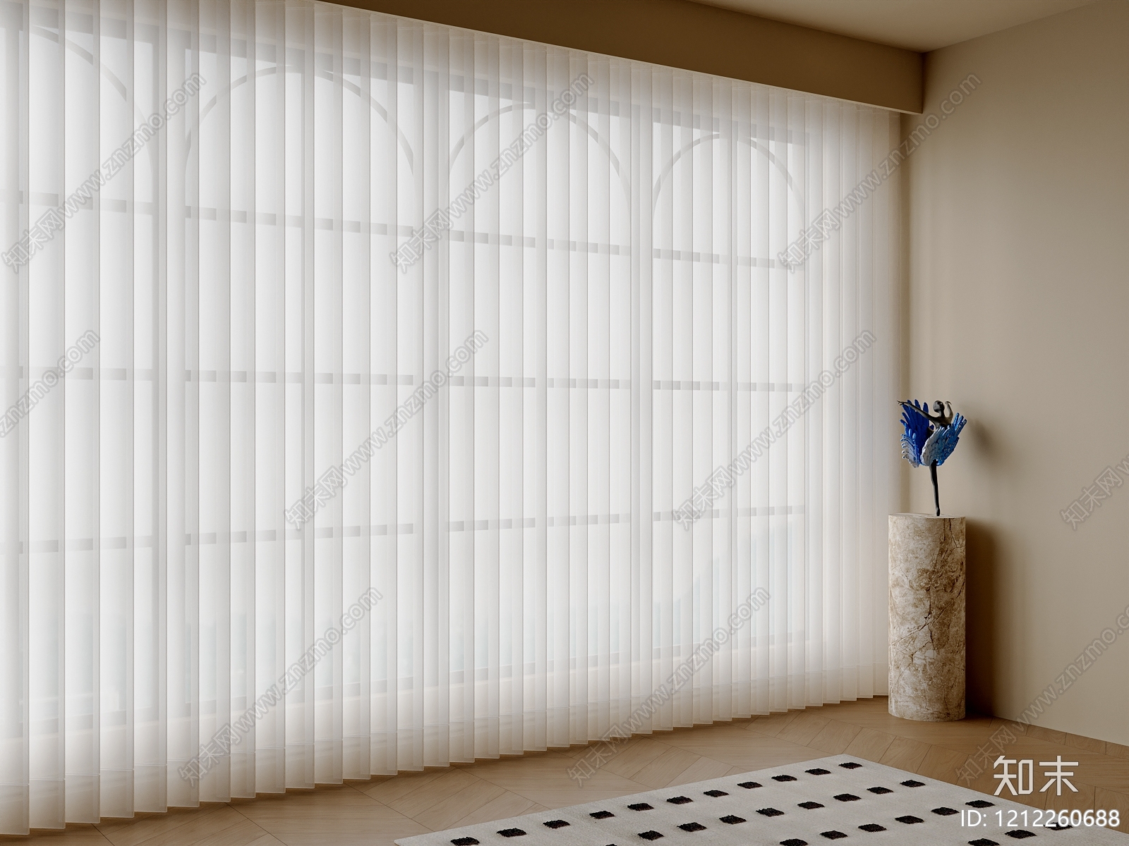 奶油风通用窗帘3D模型下载【ID:1212260688】