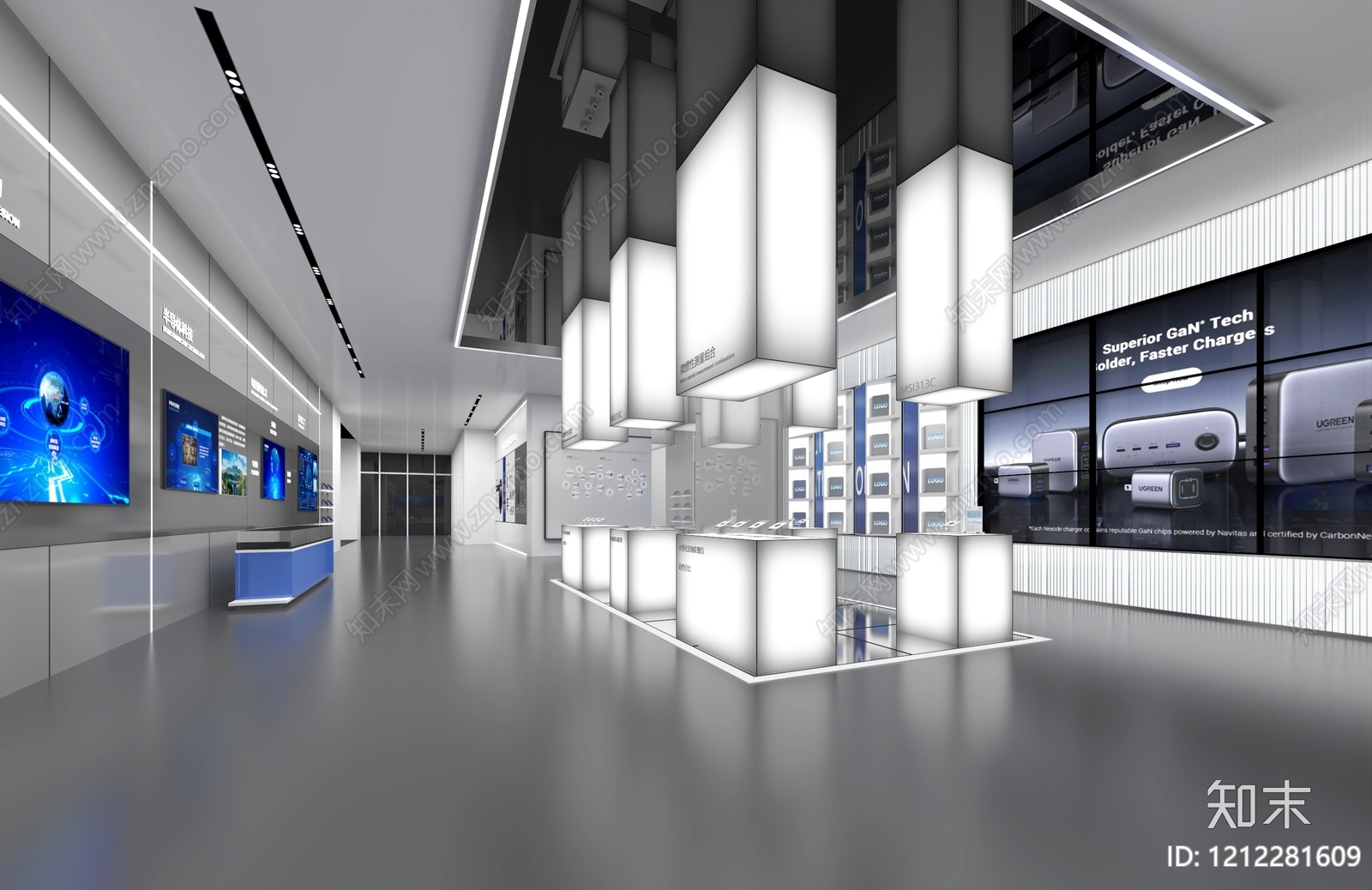 科技极简风科技展厅3D模型下载【ID:1212281609】