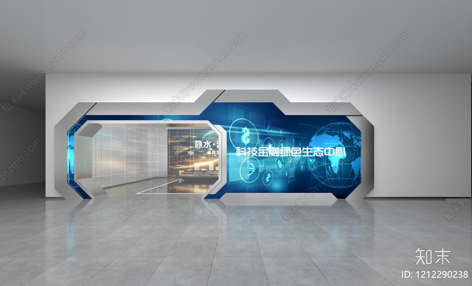 科技感现代风格科技展厅3D模型下载【ID:1212290238】