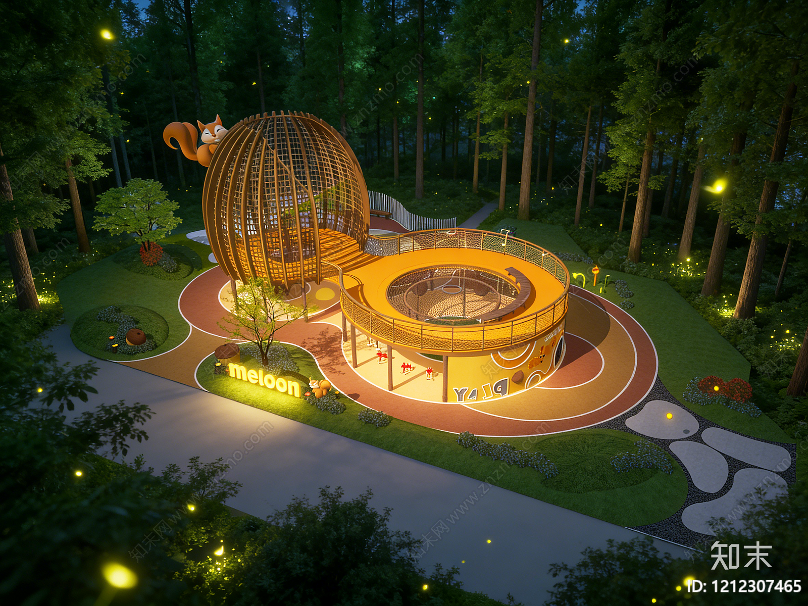 主题乐园风儿童游乐空间SU模型下载【ID:1212307465】