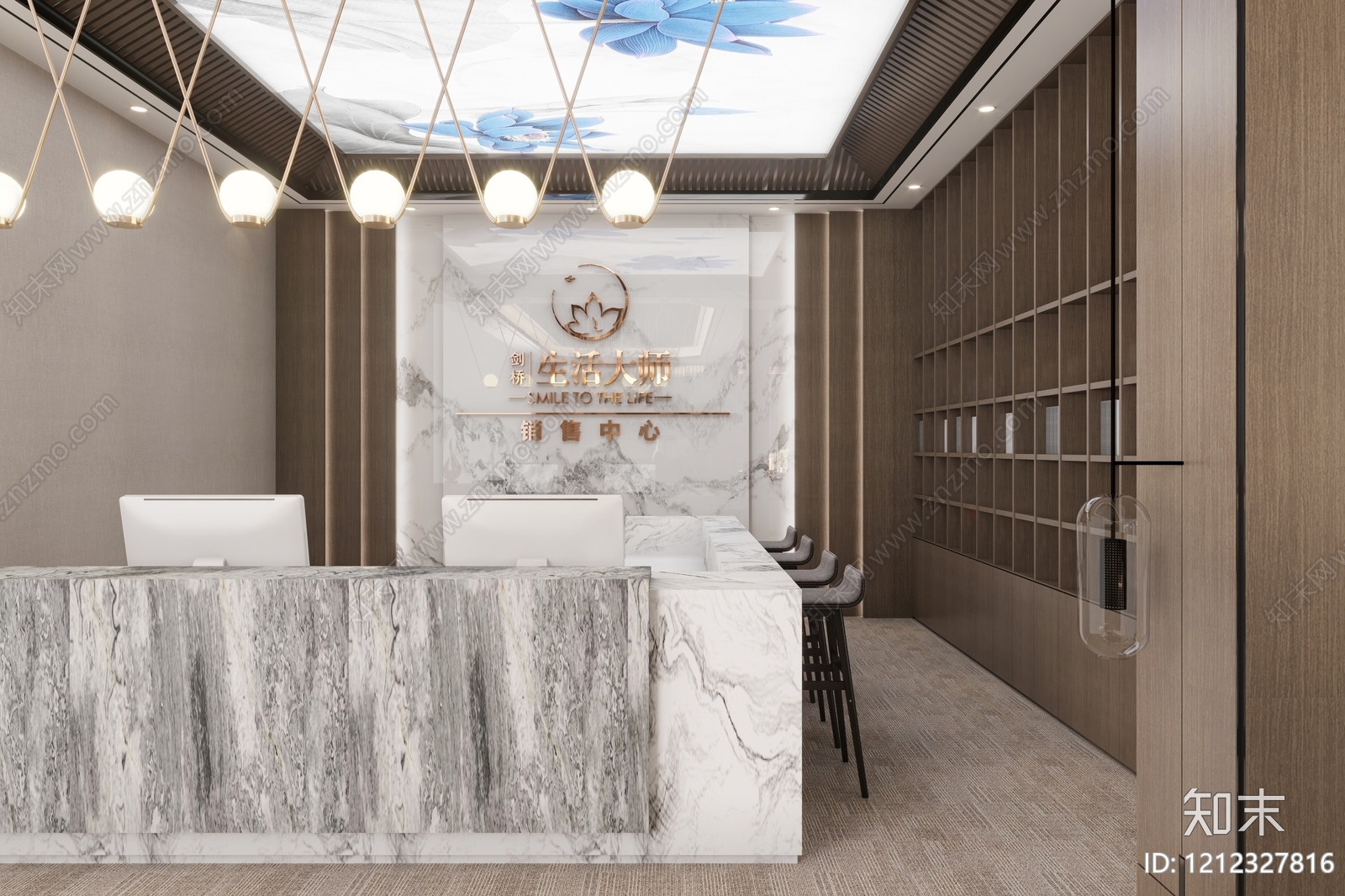 新中式售楼处3D模型下载【ID:1212327816】