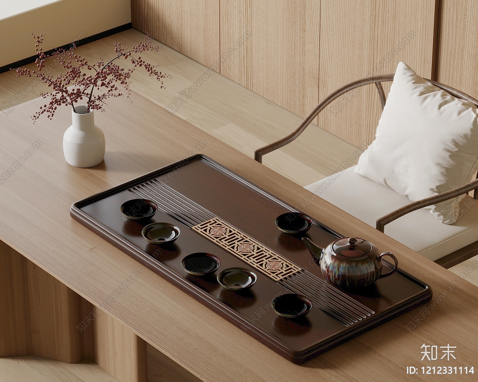 新中式茶具3D模型下载【ID:1212331114】
