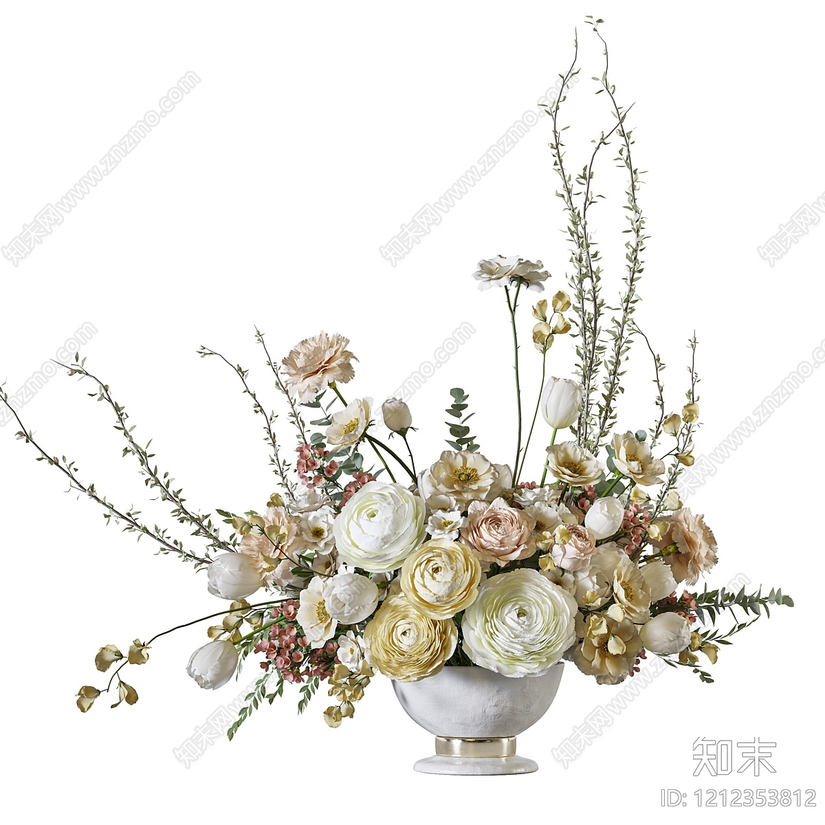 奶油风花艺3D模型下载【ID:1212353812】