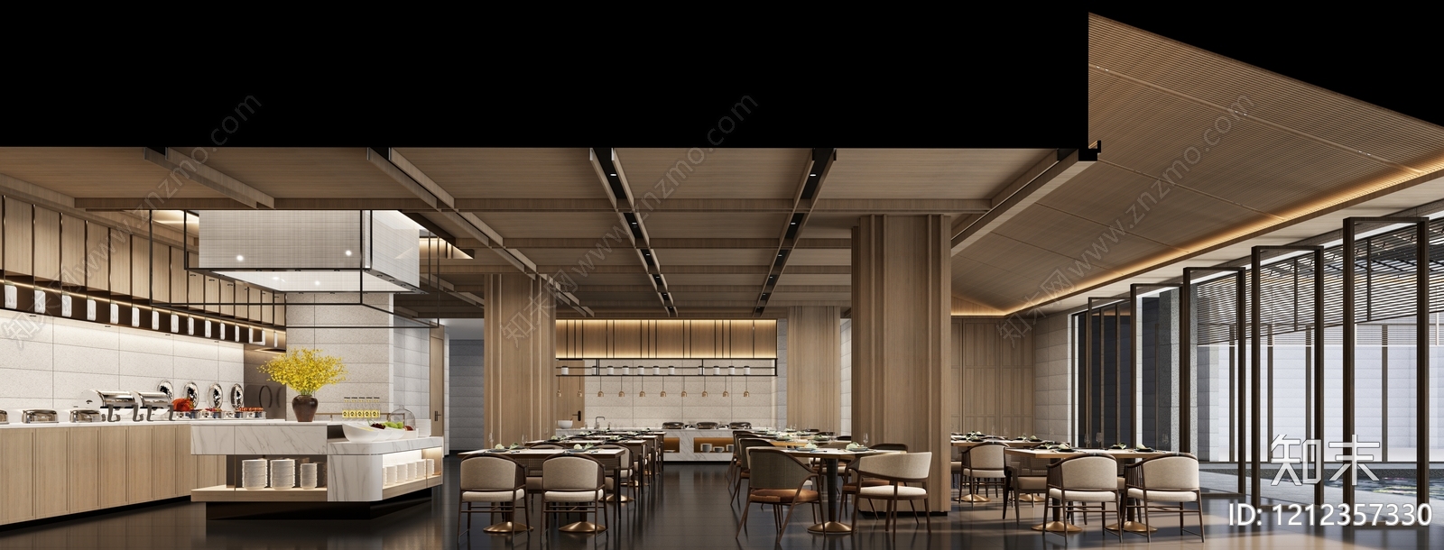 新中式酒店餐厅SU模型下载【ID:1212357330】