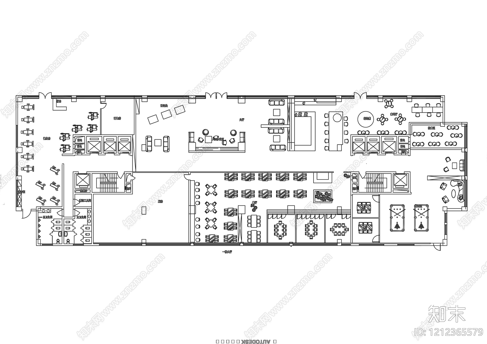 现代咖啡厅施工图下载【ID:1212365579】