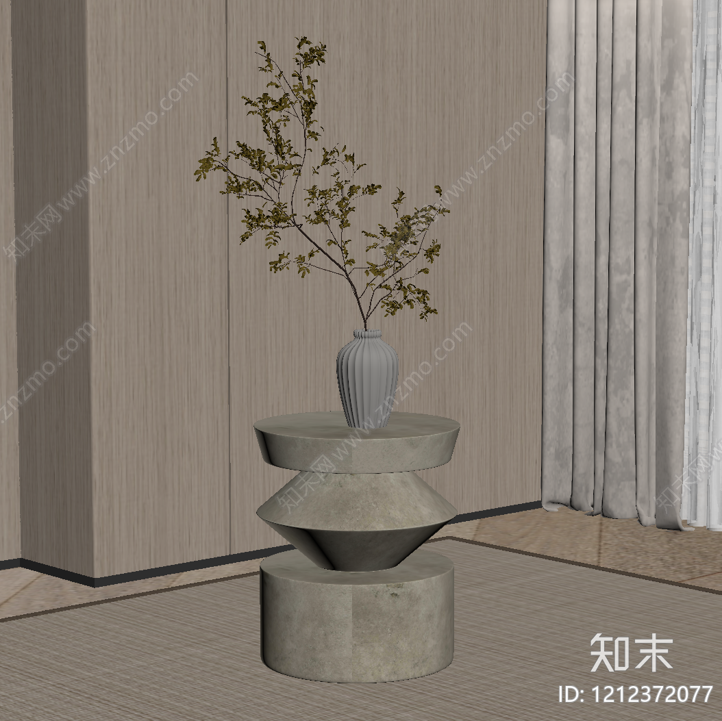 奶油风边几SU模型下载【ID:1212372077】