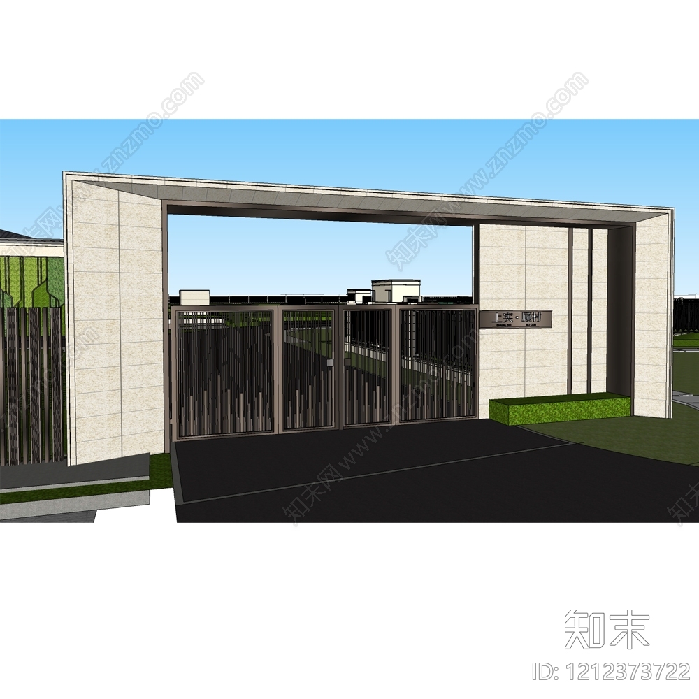 现代新中式门楼施工图下载【ID:1212373722】