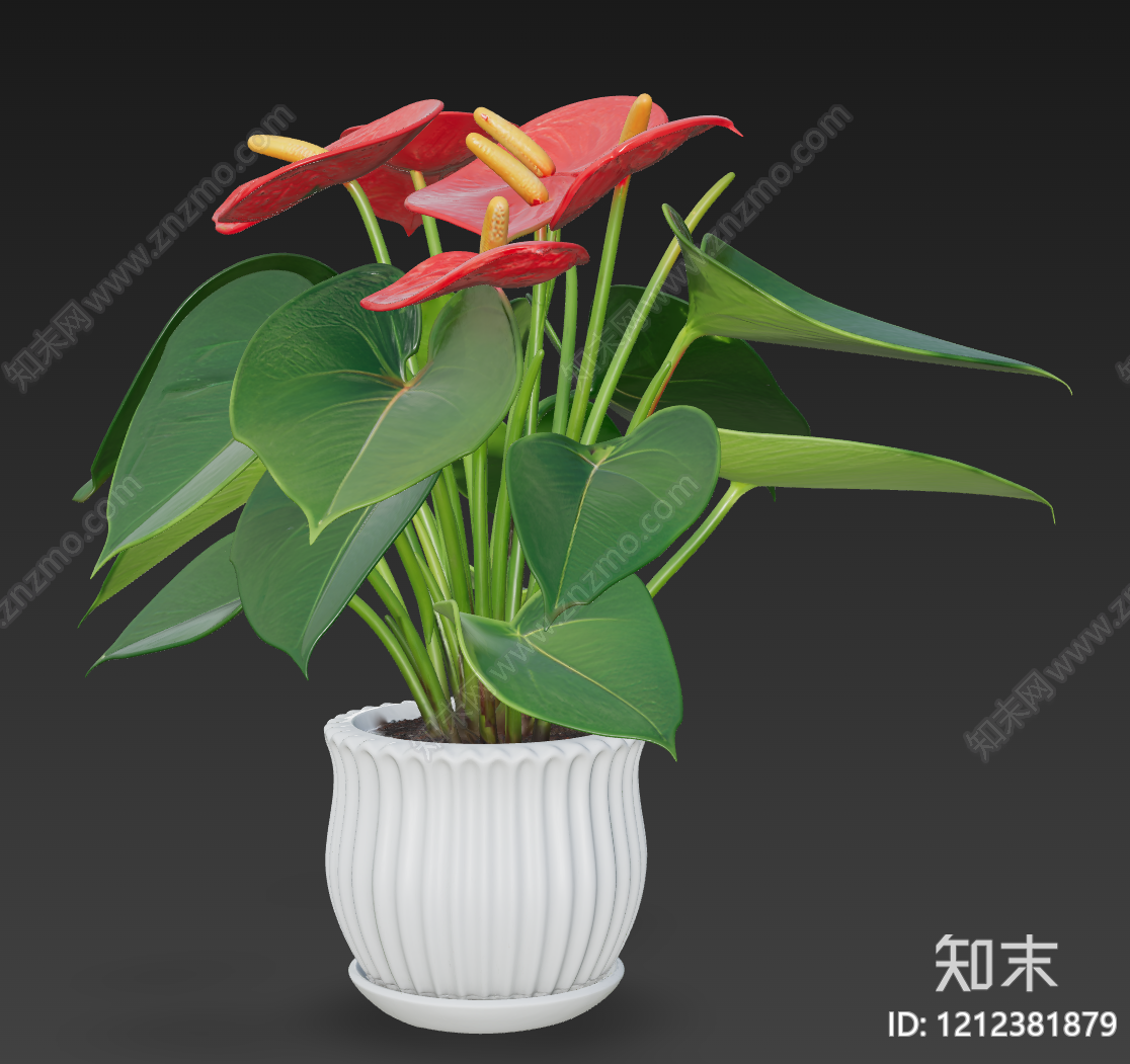 现代简约盆栽3D模型下载【ID:1212381879】