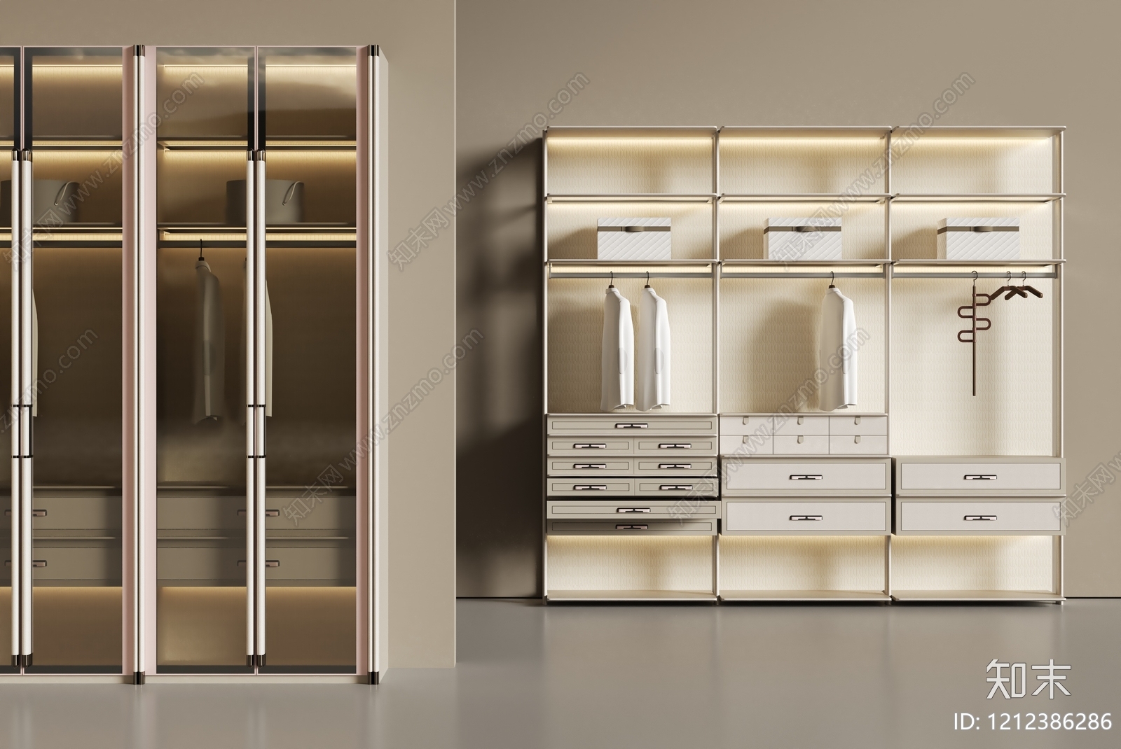 奶油风衣柜SU模型下载【ID:1212386286】