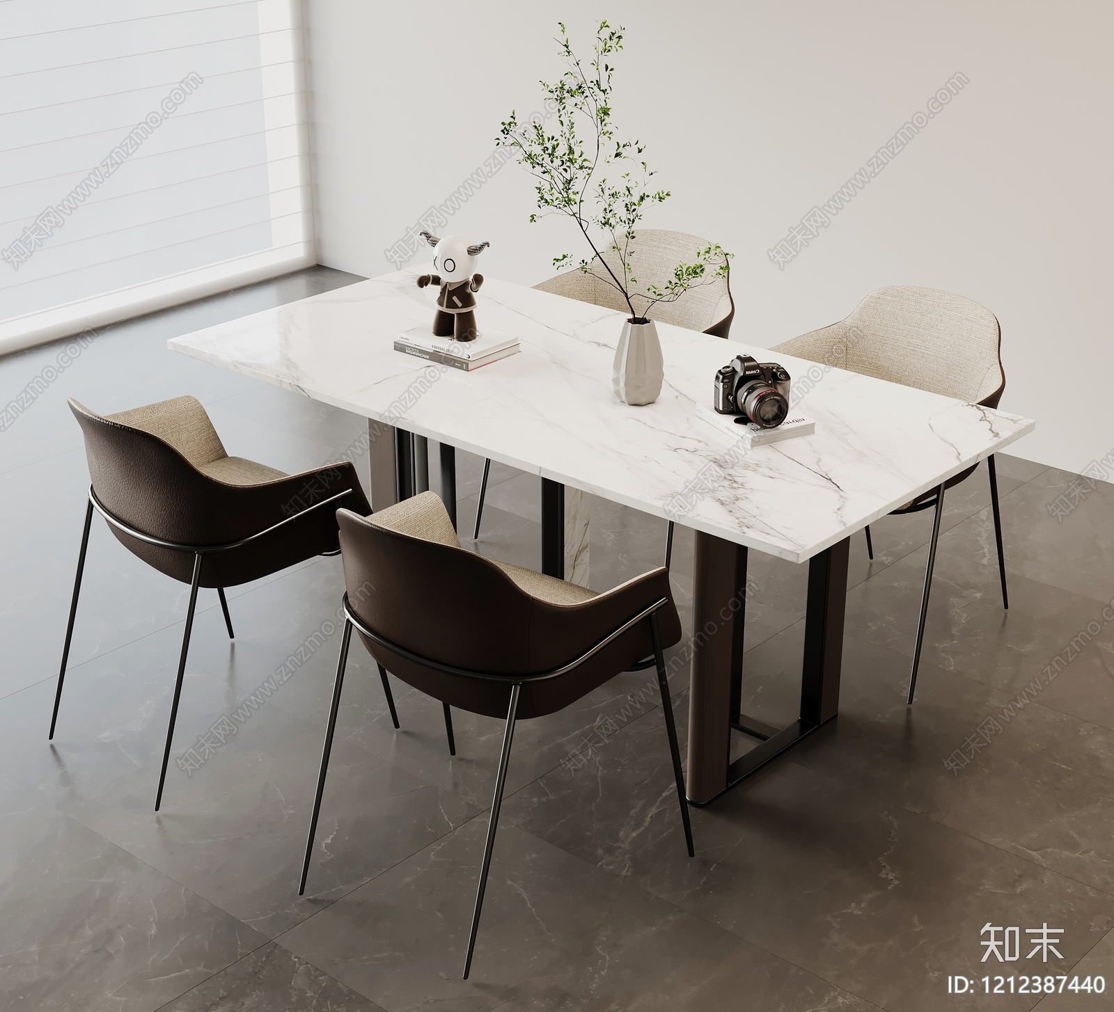 现代简约餐桌椅3D模型下载【ID:1212387440】
