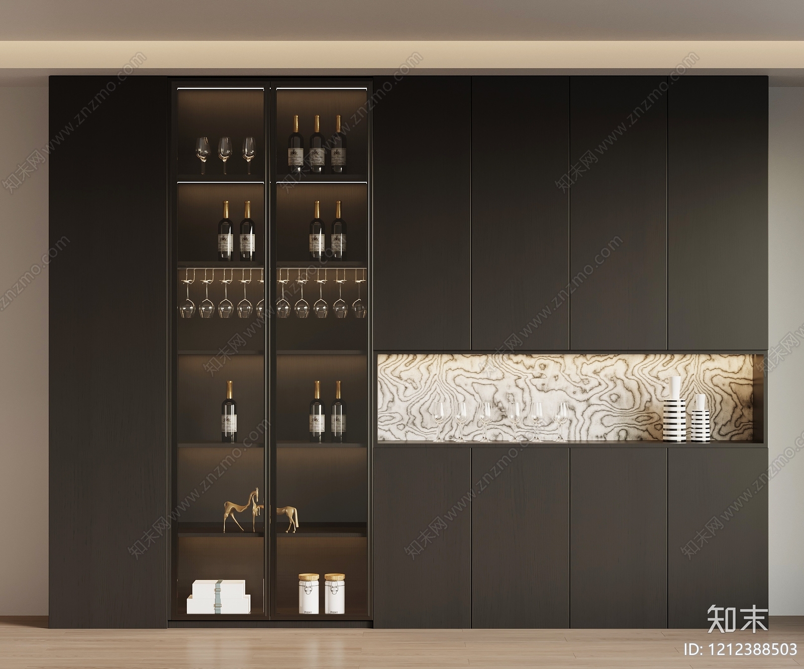 现代极简酒柜3D模型下载【ID:1212388503】