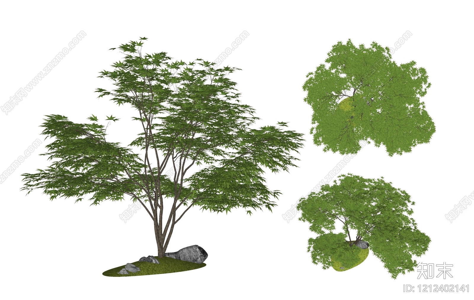 新中式景观乔木SU模型下载【ID:1212402141】