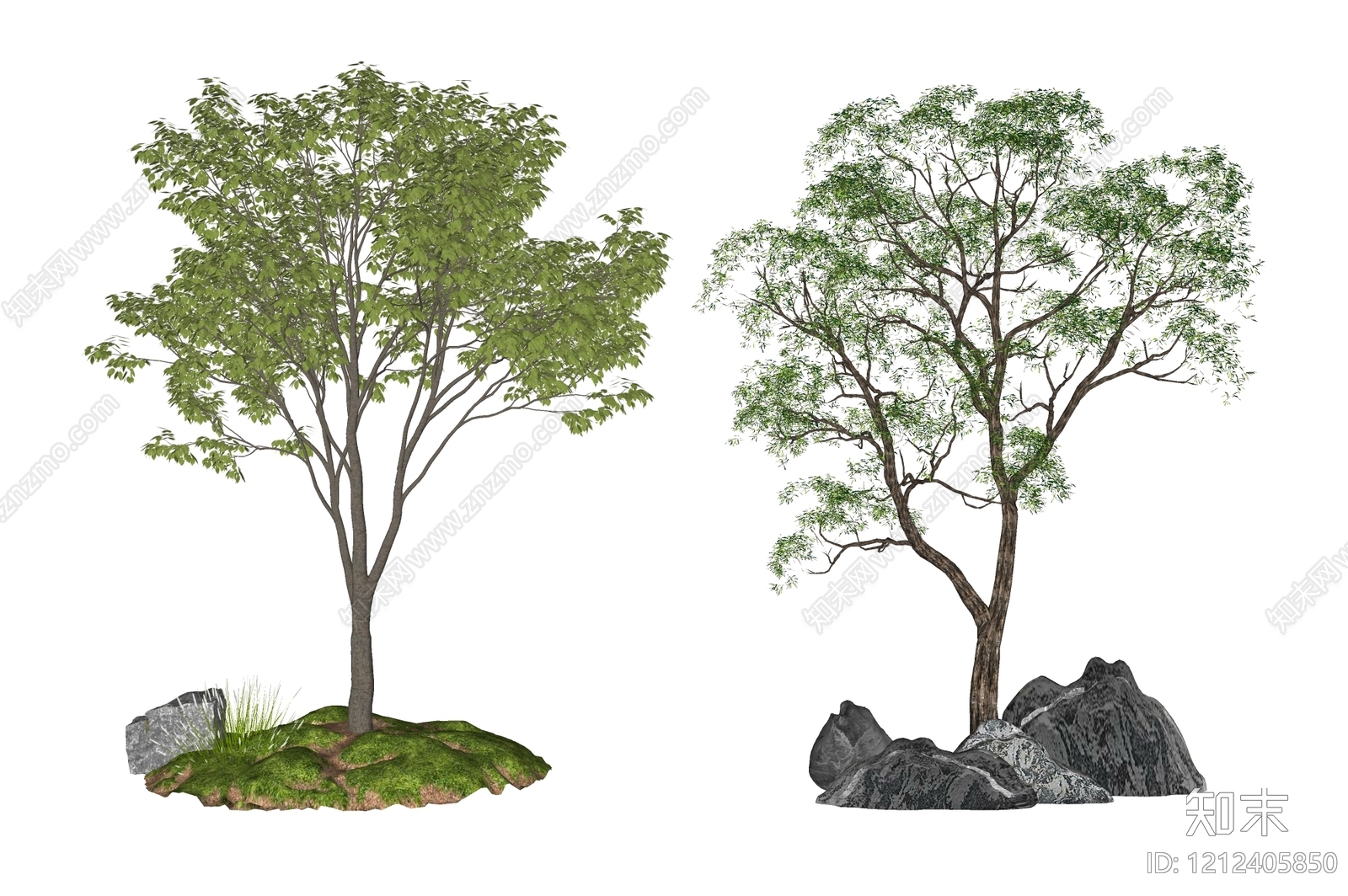 新中式景观乔木SU模型下载【ID:1212405850】
