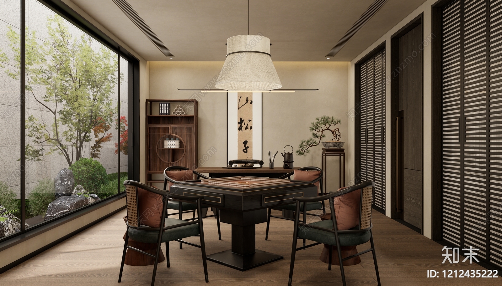 新中式棋牌室SU模型下载【ID:1212435222】