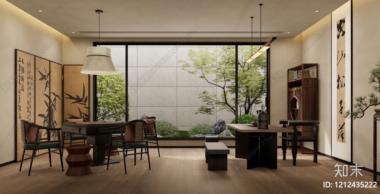 新中式棋牌室SU模型下载【ID:1212435222】