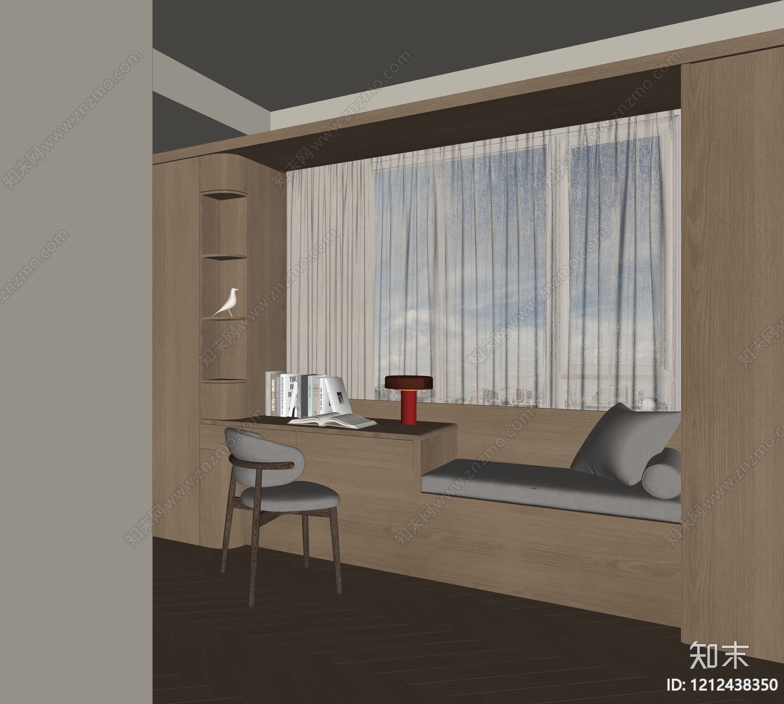 原木风书桌SU模型下载【ID:1212438350】