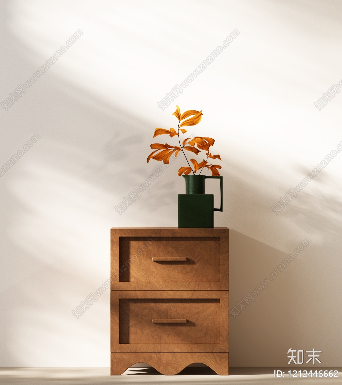 奶油风床头柜SU模型下载【ID:1212446662】