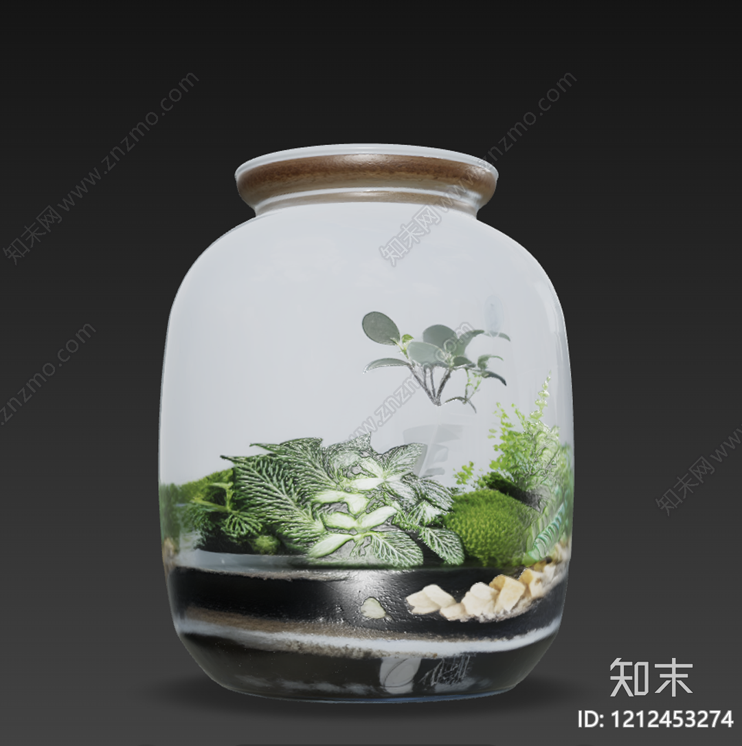 微景观生态瓶绿植摆件3D模型下载【ID:1212453274】