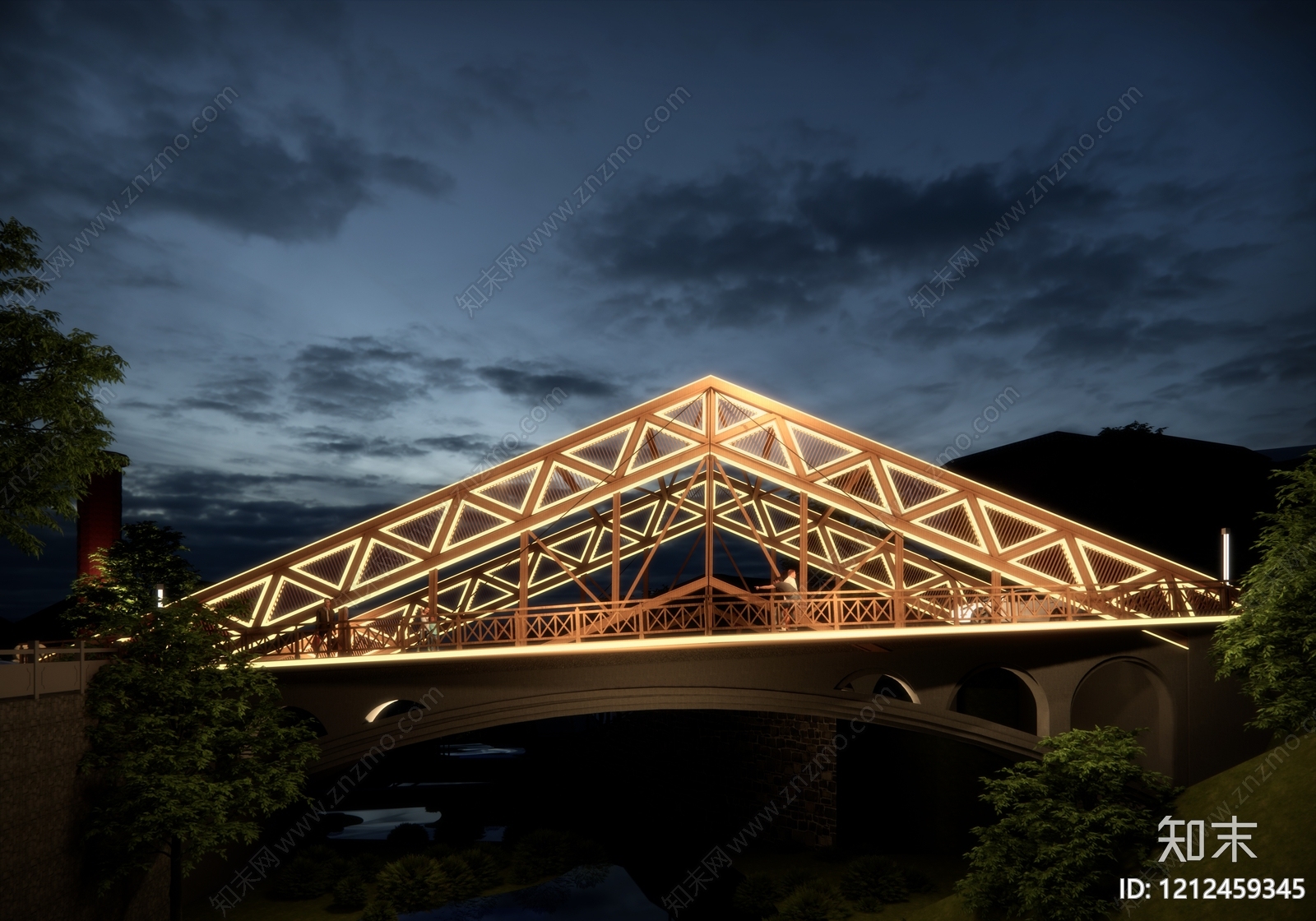 新中式大桥SU模型下载【ID:1212459345】