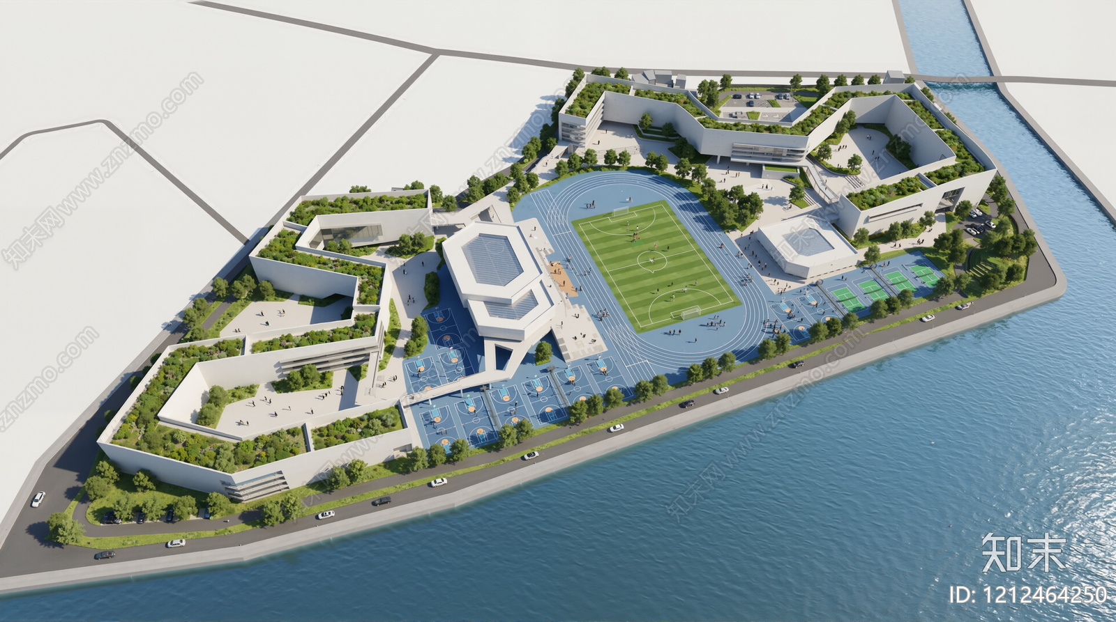 现代主义学校建筑SU模型下载【ID:1212464250】