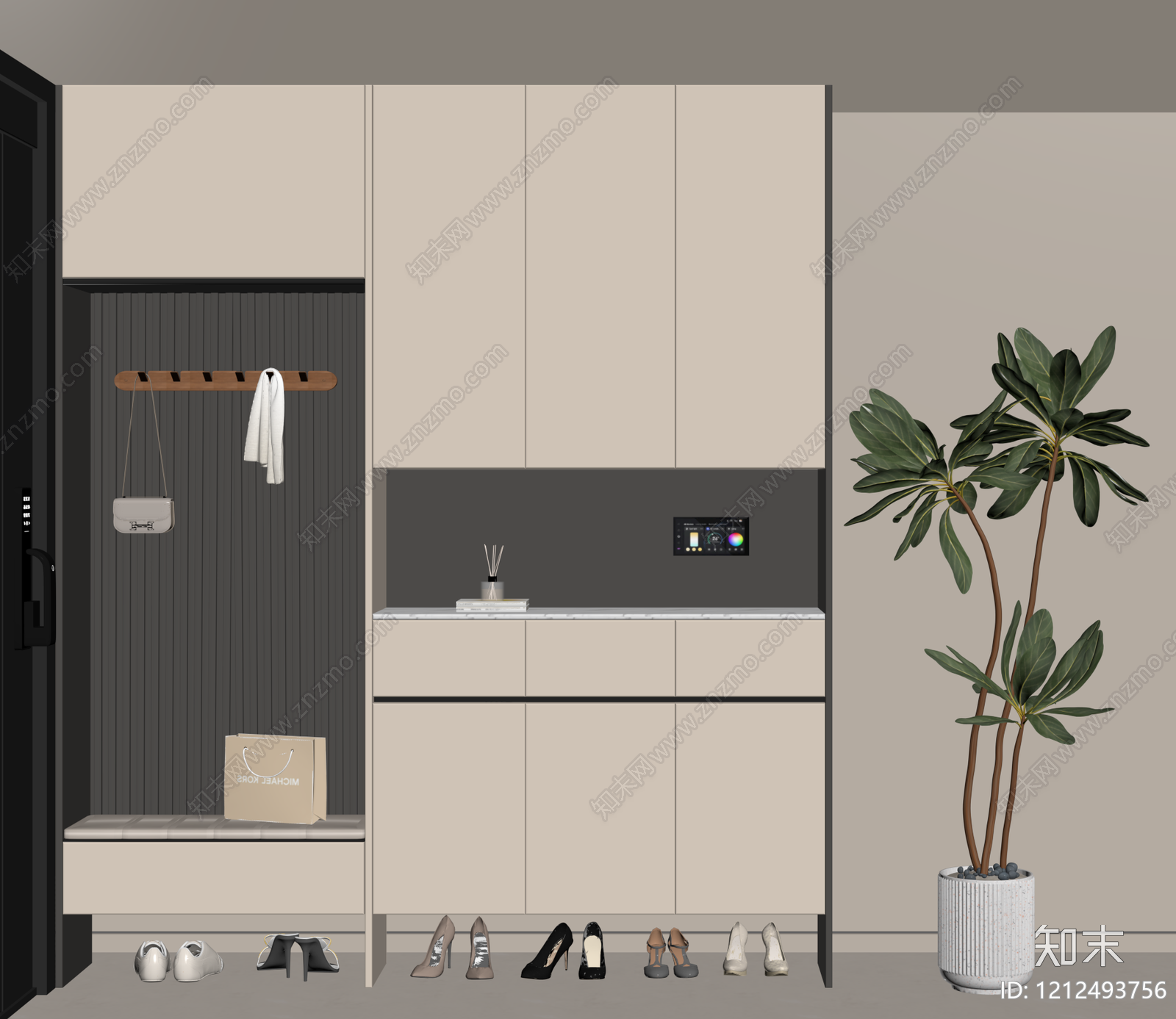 现代简约鞋柜SU模型下载【ID:1212493756】