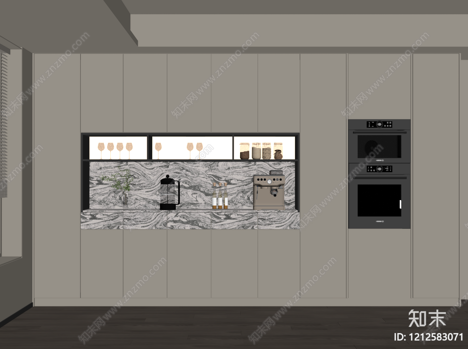 奶油风餐边柜SU模型下载【ID:1212583071】