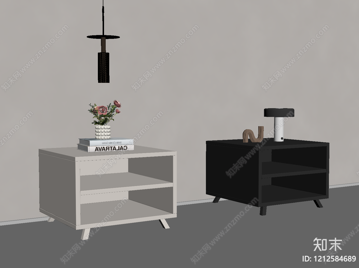 现代简约床头柜SU模型下载【ID:1212584689】