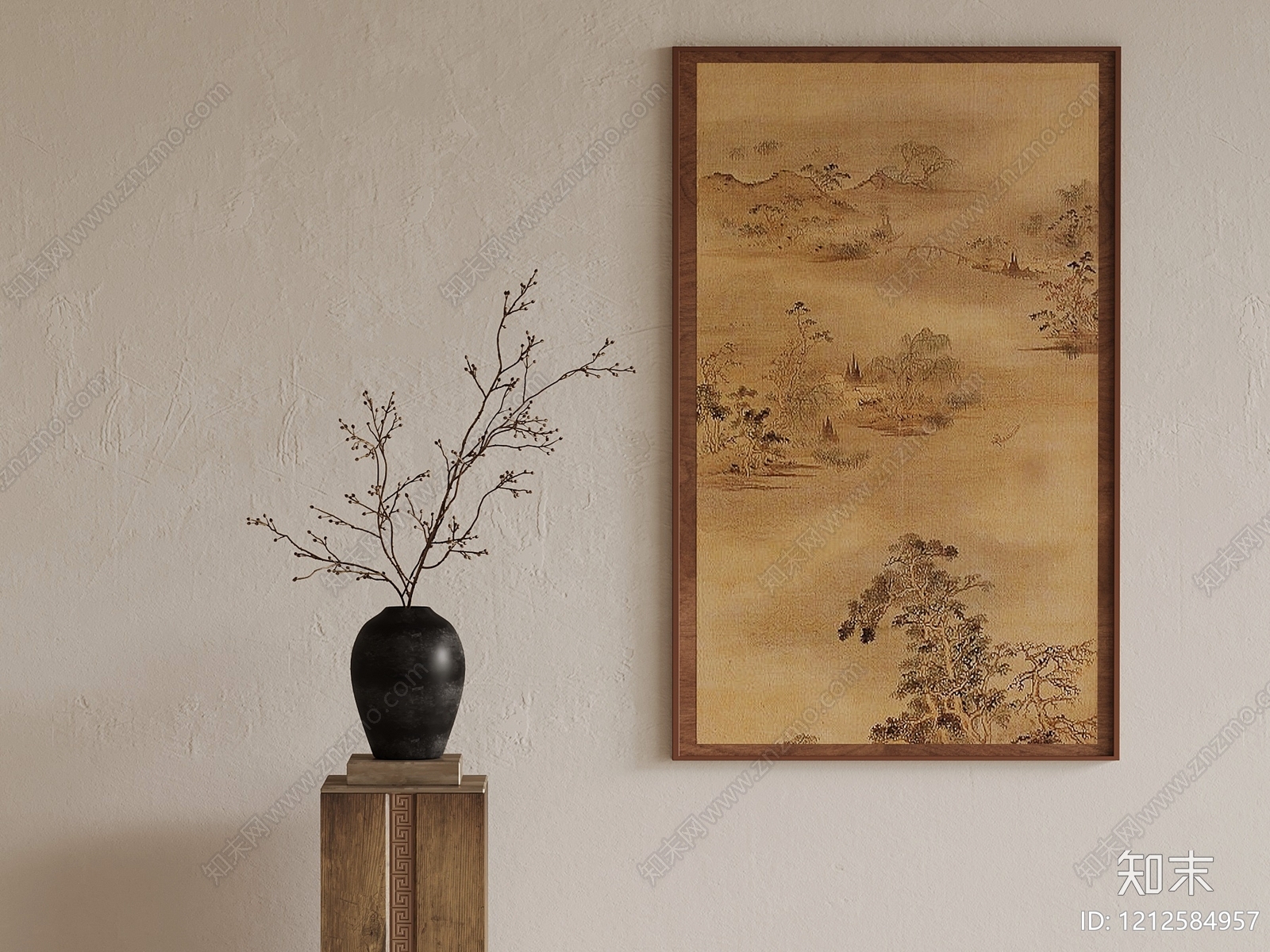 新中式挂画SU模型下载【ID:1212584957】