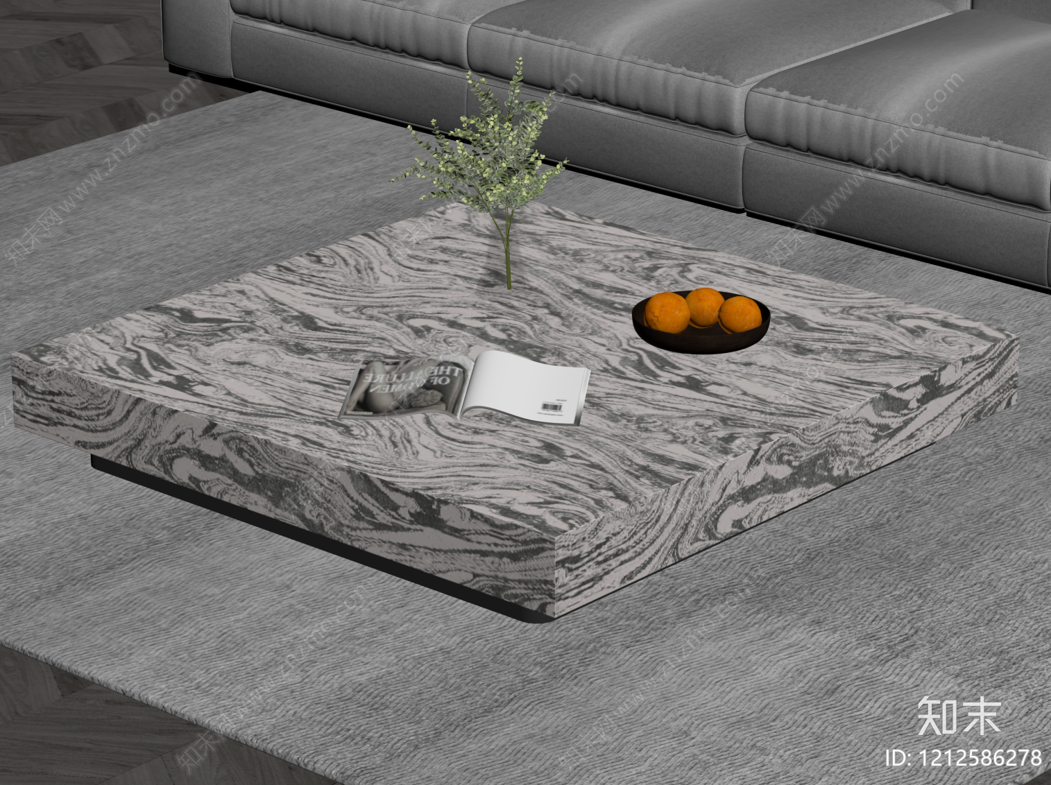 现代简约茶几SU模型下载【ID:1212586278】
